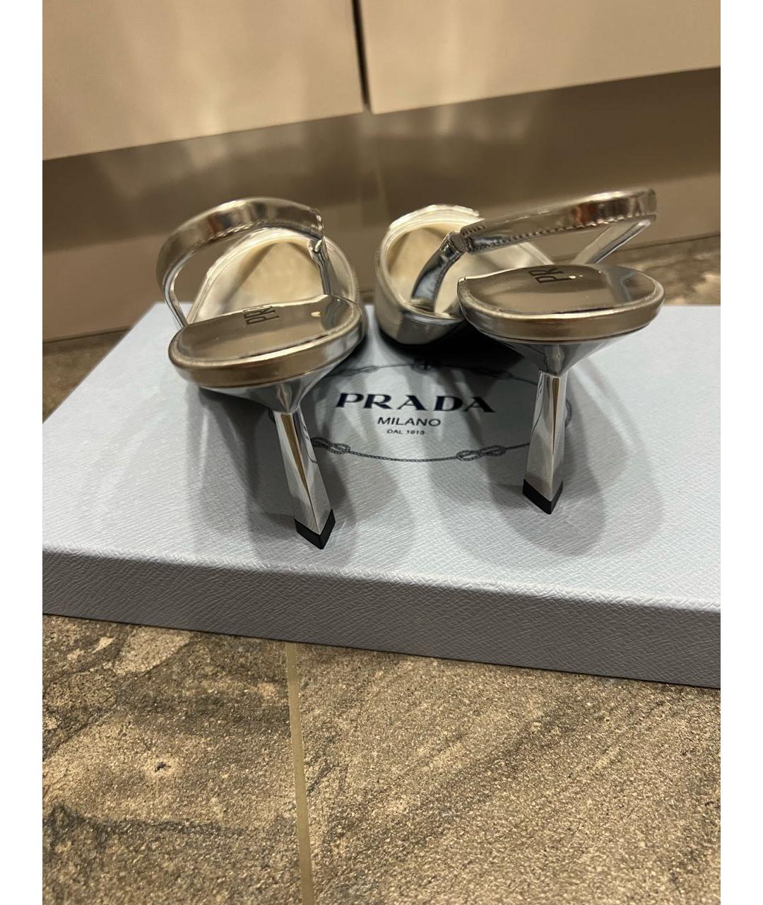 PRADA Серебряные синтетические туфли, фото 8