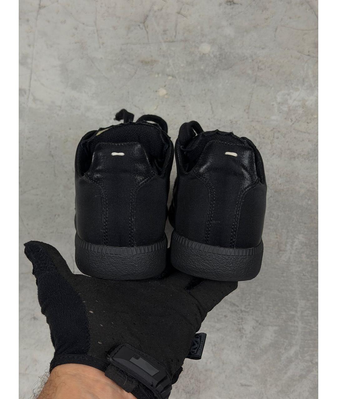 MAISON MARGIELA Черные бархатные низкие кроссовки / кеды, фото 8