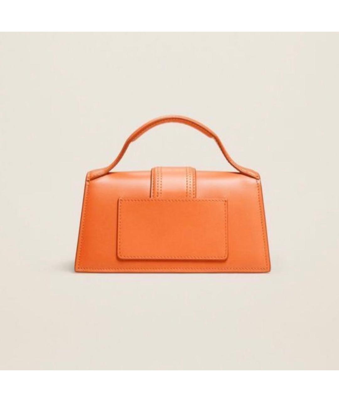 JACQUEMUS Оранжевая кожаная сумка с короткими ручками, фото 3