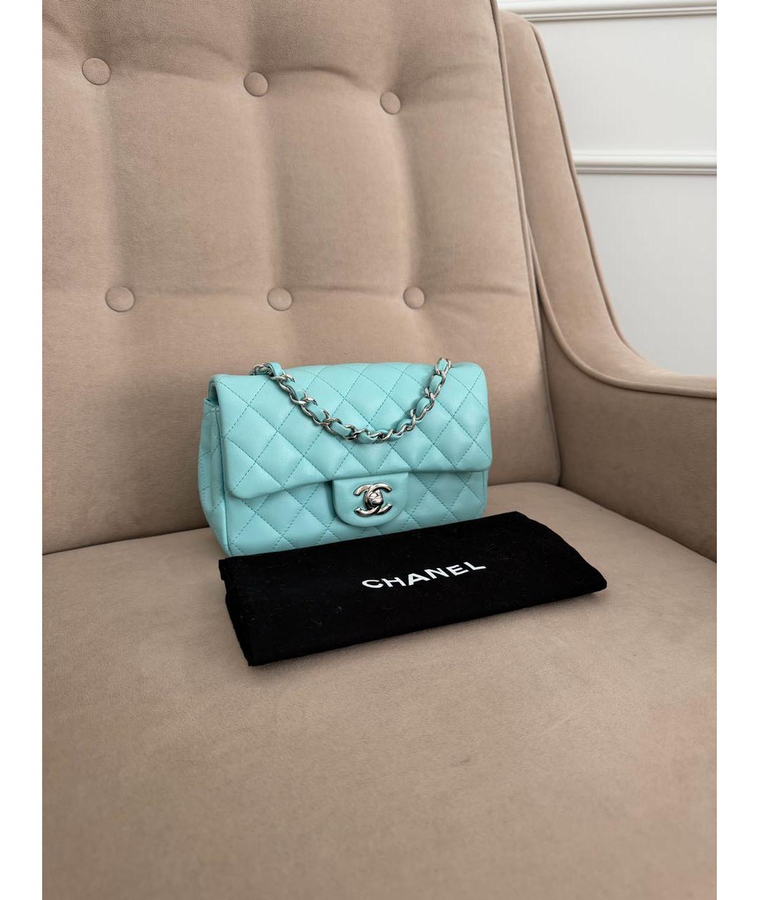 CHANEL Голубая кожаная сумка через плечо, фото 2