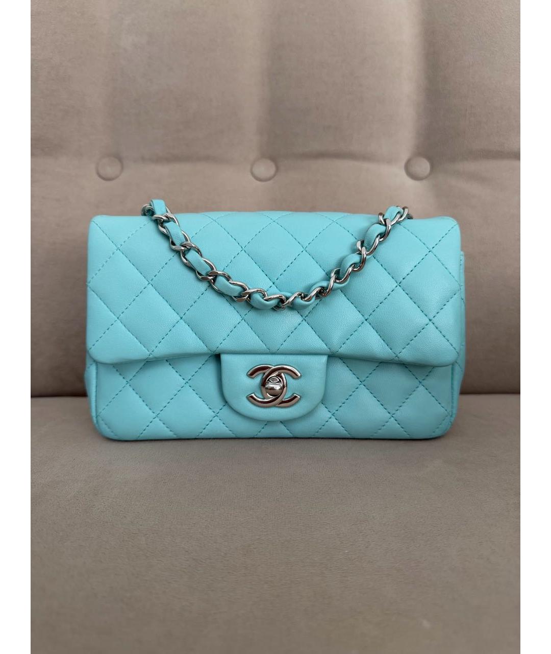 CHANEL Голубая кожаная сумка через плечо, фото 9