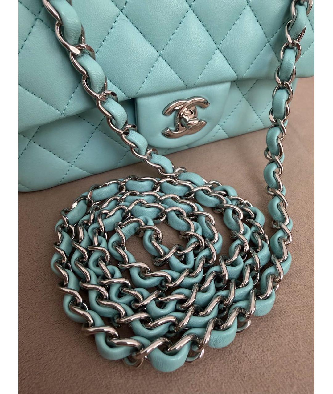 CHANEL Голубая кожаная сумка через плечо, фото 7