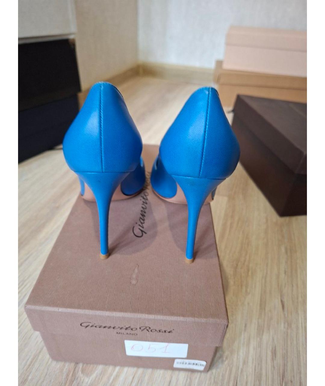 GIANVITO ROSSI Синие кожаные туфли, фото 3