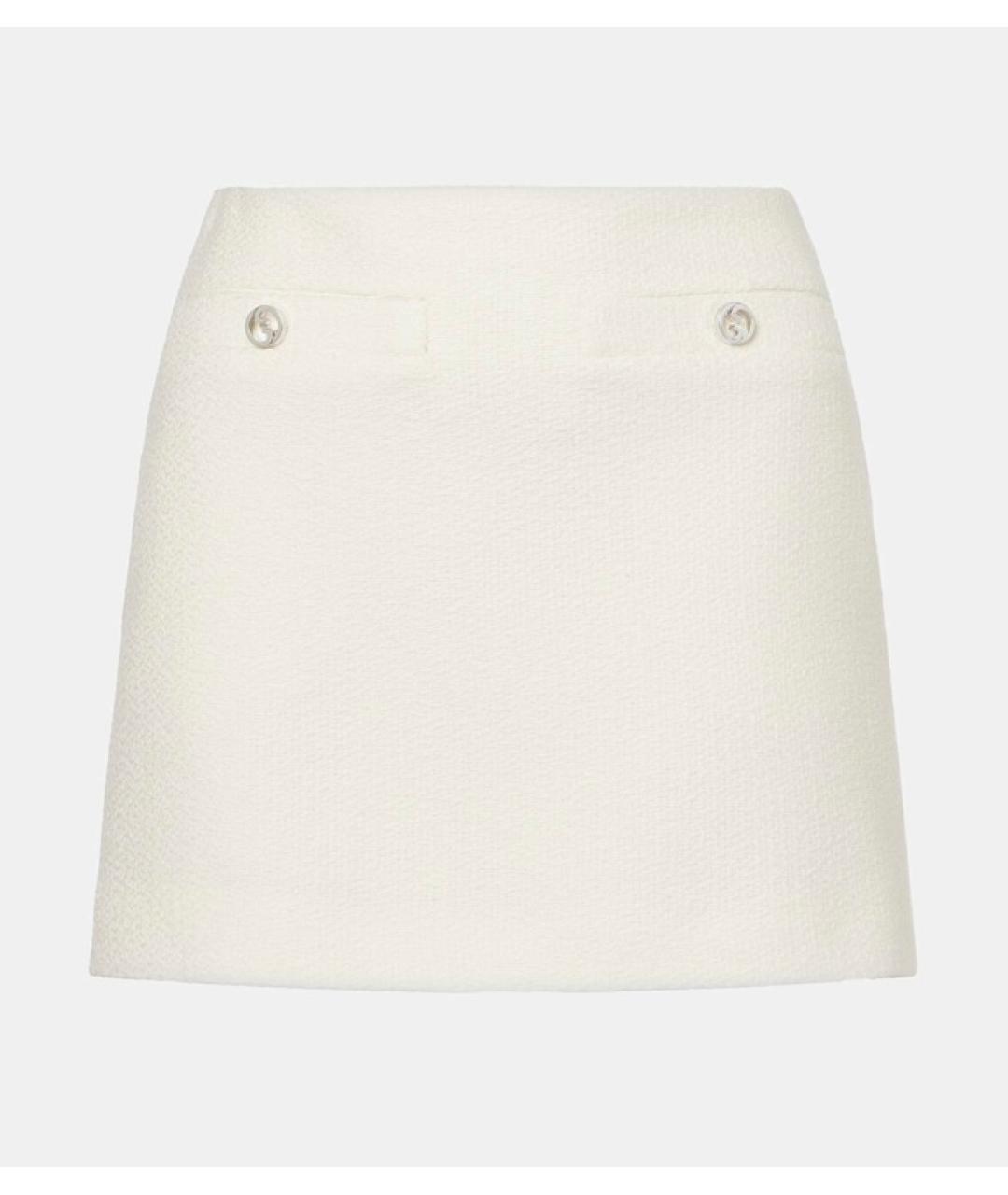 GUCCI Белая шерстяная юбка мини, фото 5