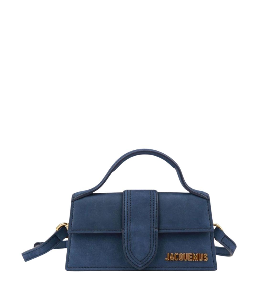 JACQUEMUS Темно-синяя замшевая сумка с короткими ручками, фото 1