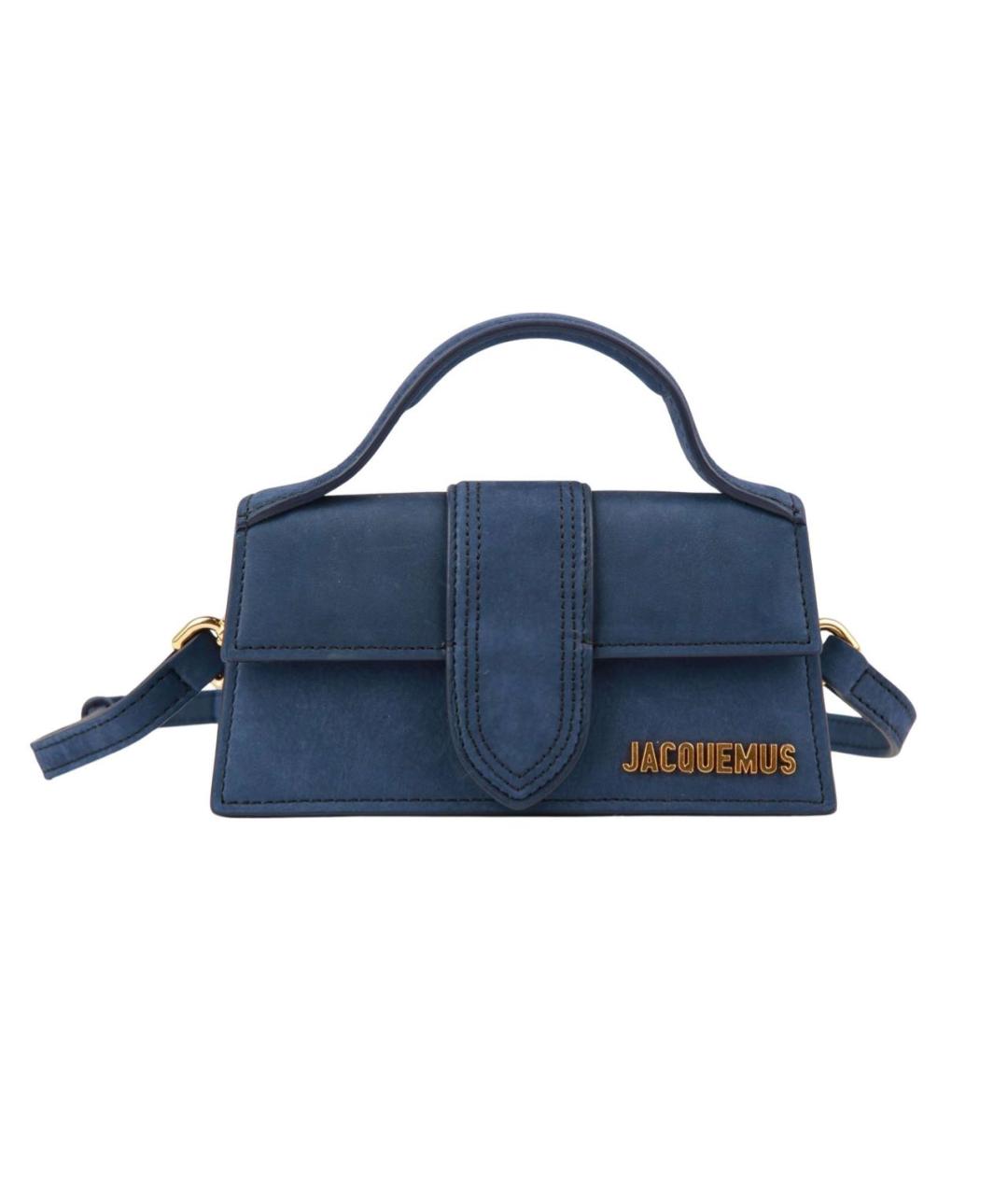 JACQUEMUS Темно-синяя замшевая сумка с короткими ручками, фото 9