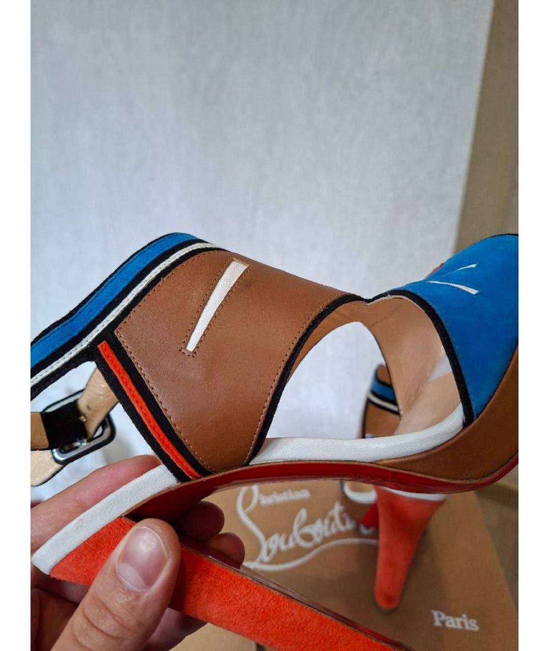 CHRISTIAN LOUBOUTIN Мульти замшевые босоножки, фото 7