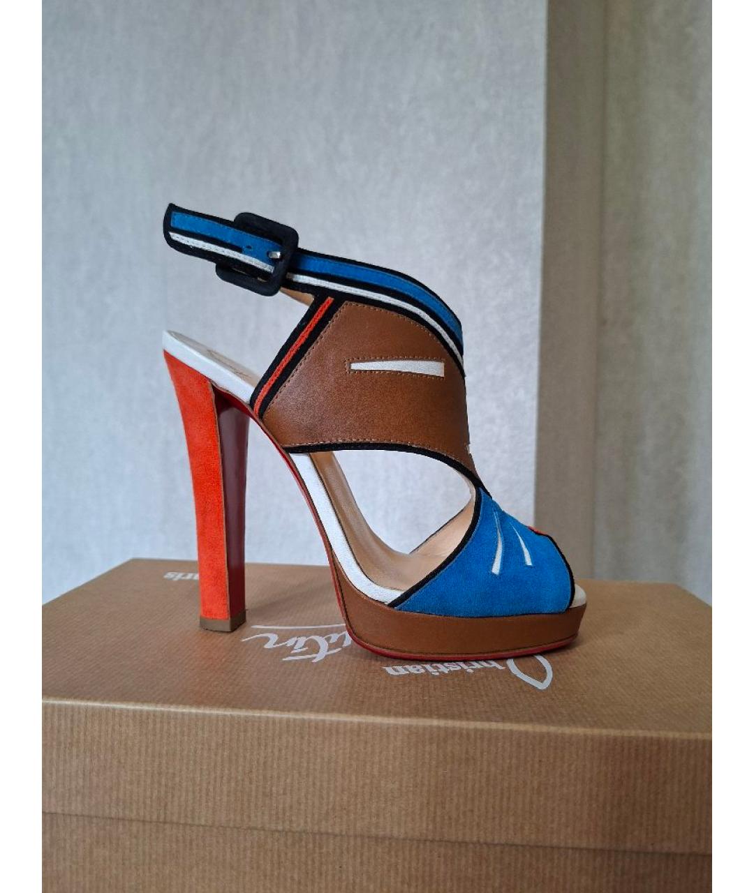 CHRISTIAN LOUBOUTIN Мульти замшевые босоножки, фото 9