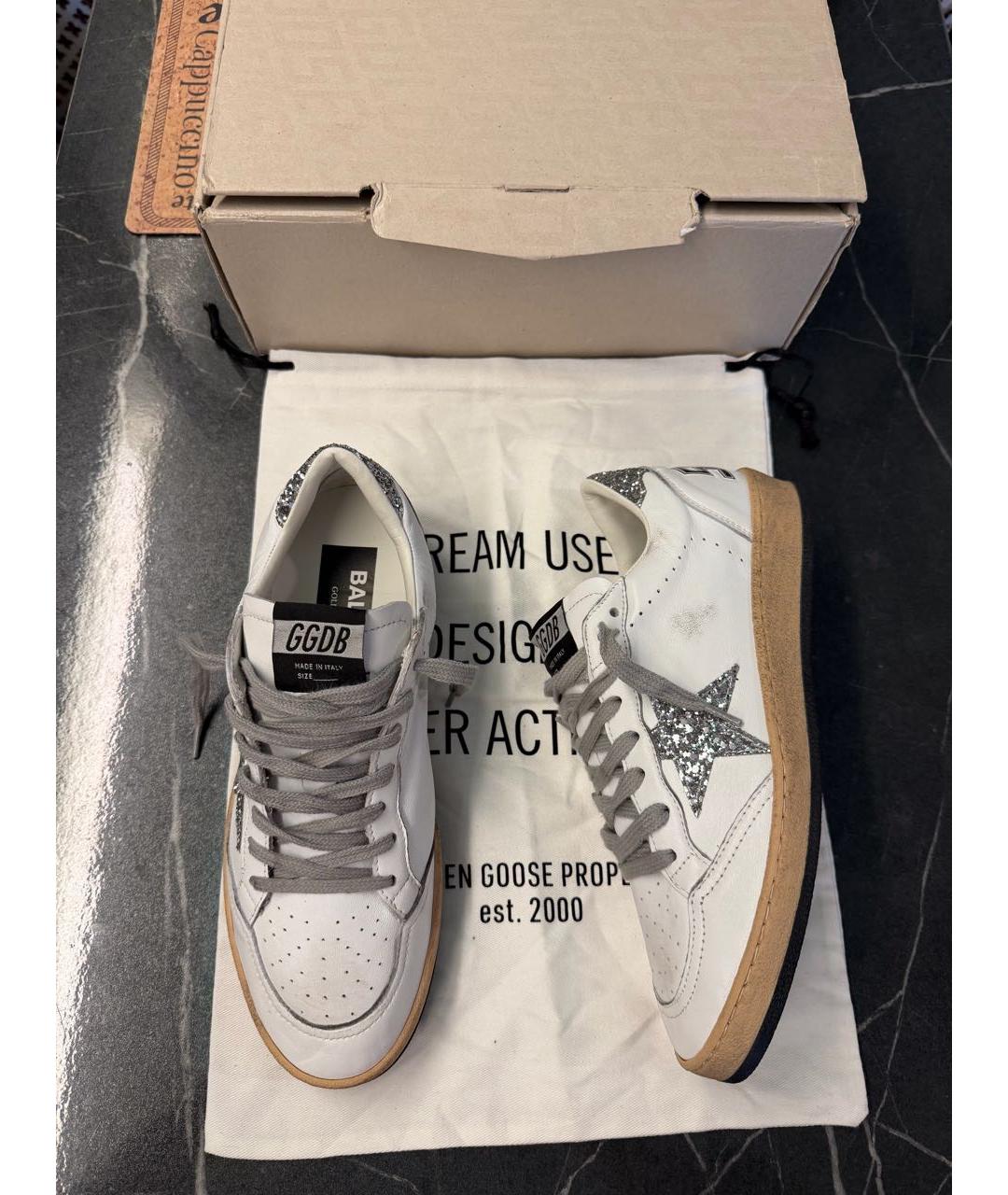 GOLDEN GOOSE Белые кожаные кеды, фото 5