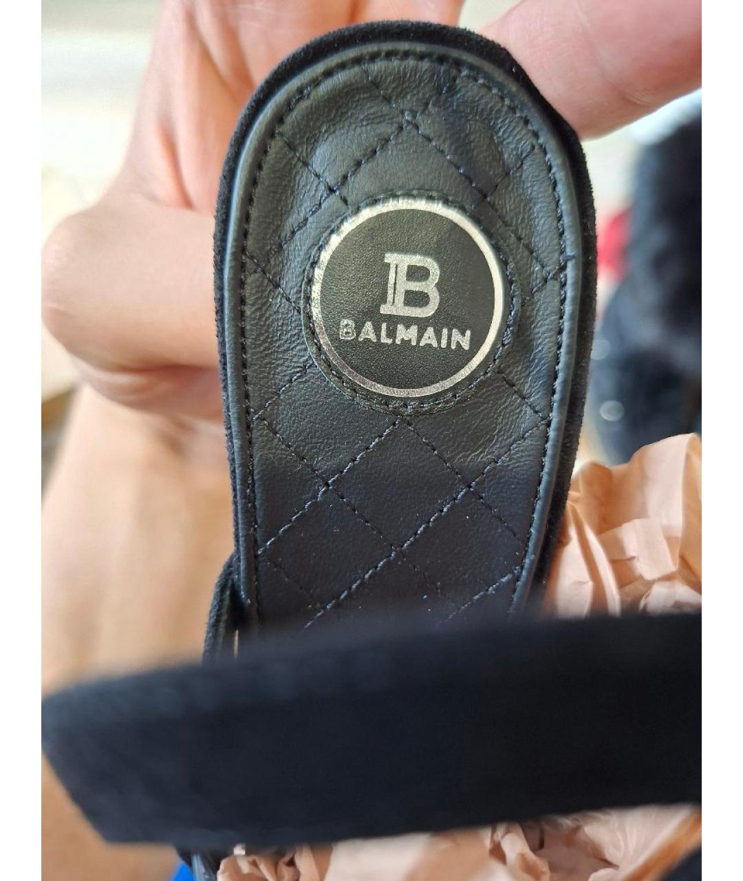 BALMAIN Черные замшевые босоножки, фото 7