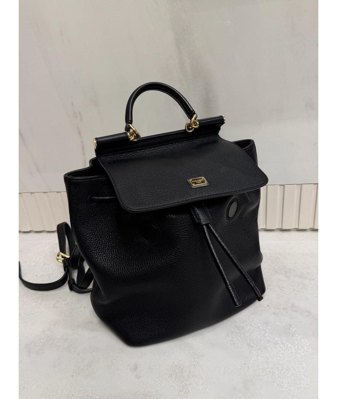 DOLCE&GABBANA Черный кожаный рюкзак, фото 5