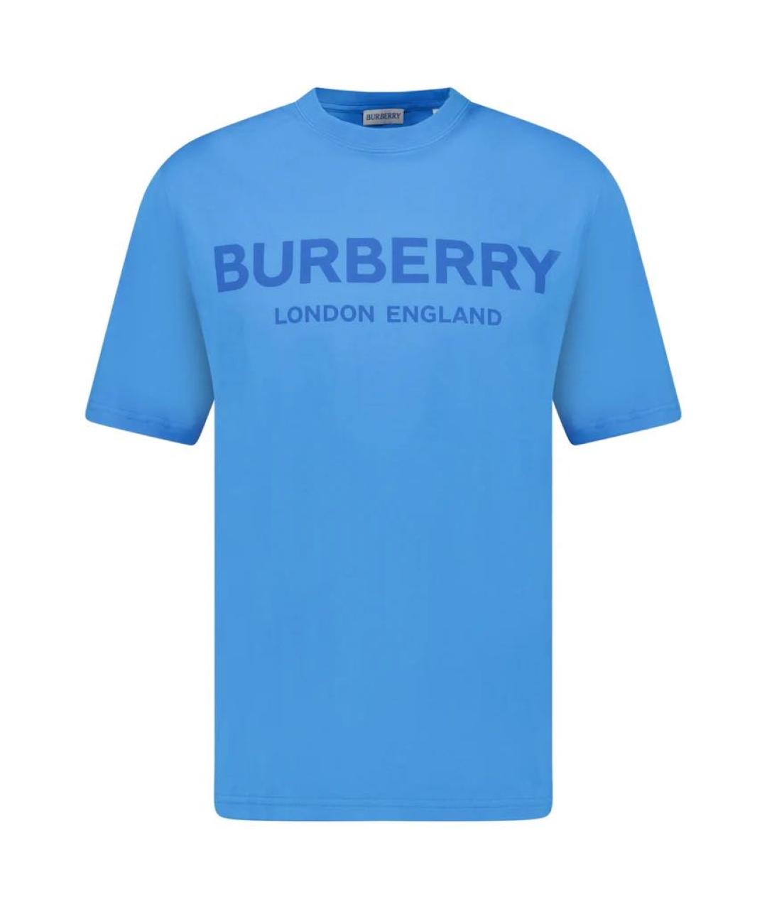 BURBERRY Синяя хлопковая футболка, фото 1