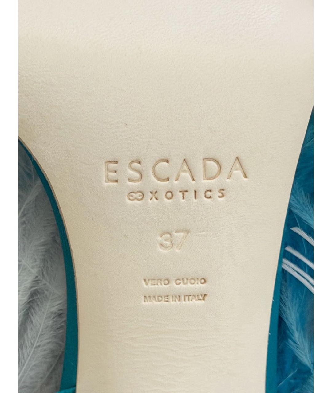 ESCADA Бирюзовые кожаные босоножки, фото 4