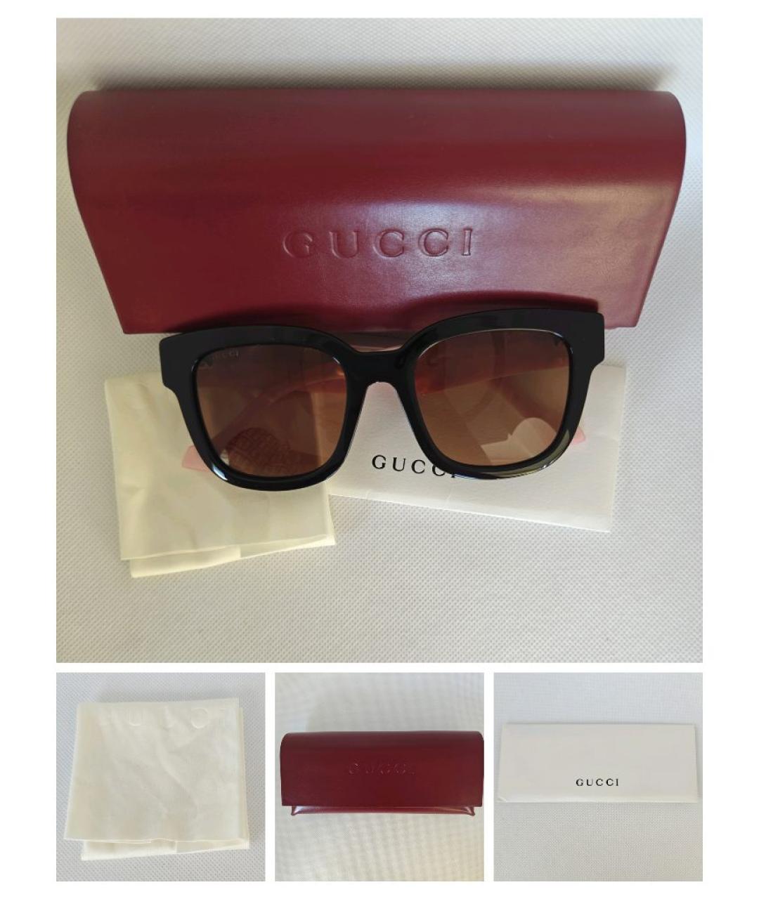GUCCI Коричневые пластиковые солнцезащитные очки, фото 2