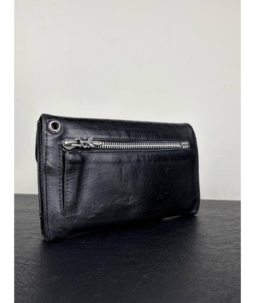CHROME HEARTS Черный кожаный кошелек, фото 4