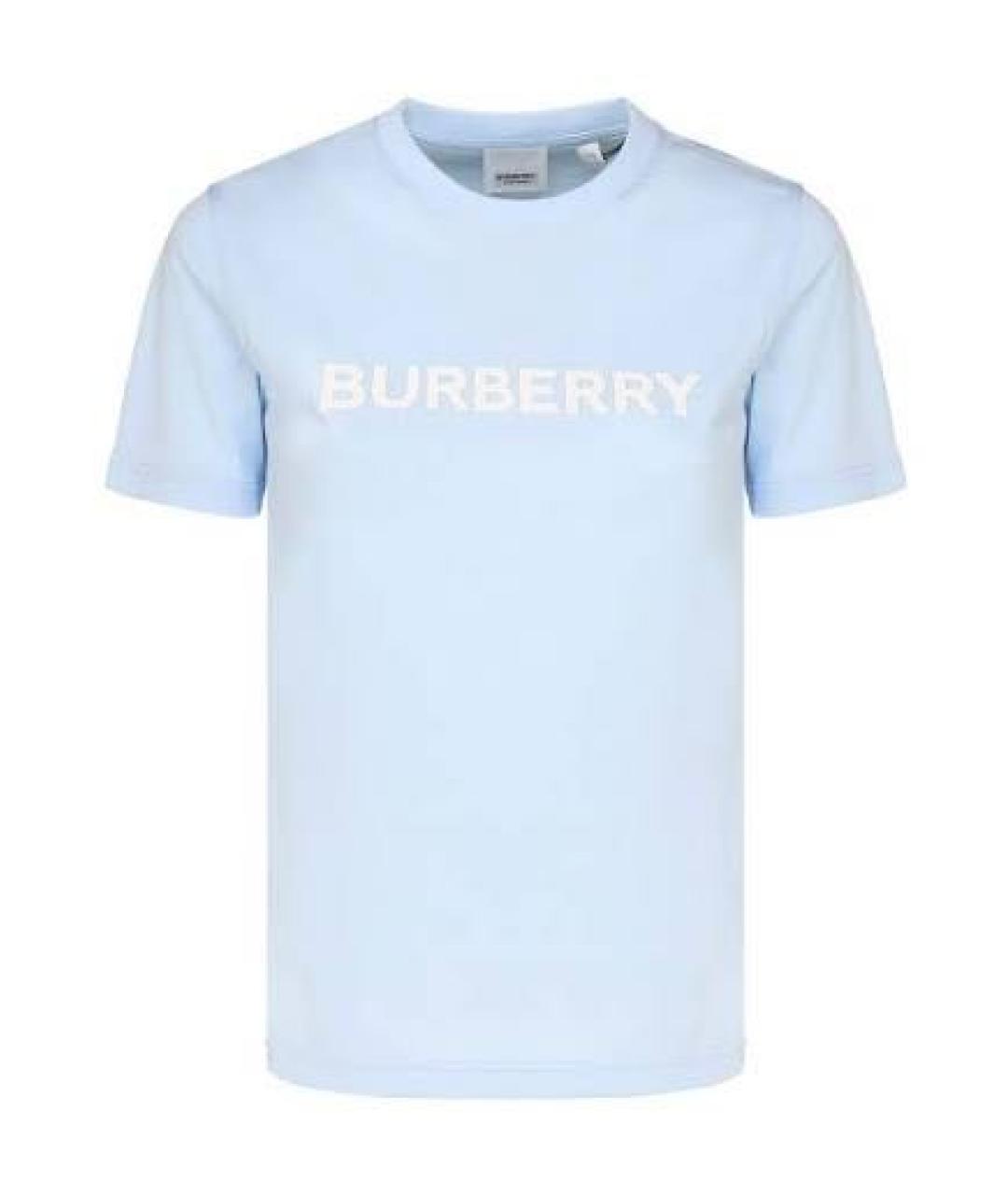 BURBERRY Голубая хлопковая футболка, фото 1