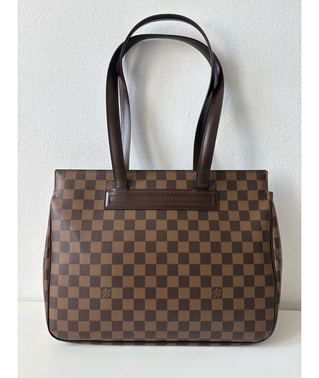 LOUIS VUITTON Коричневая кожаная сумка тоут, фото 7
