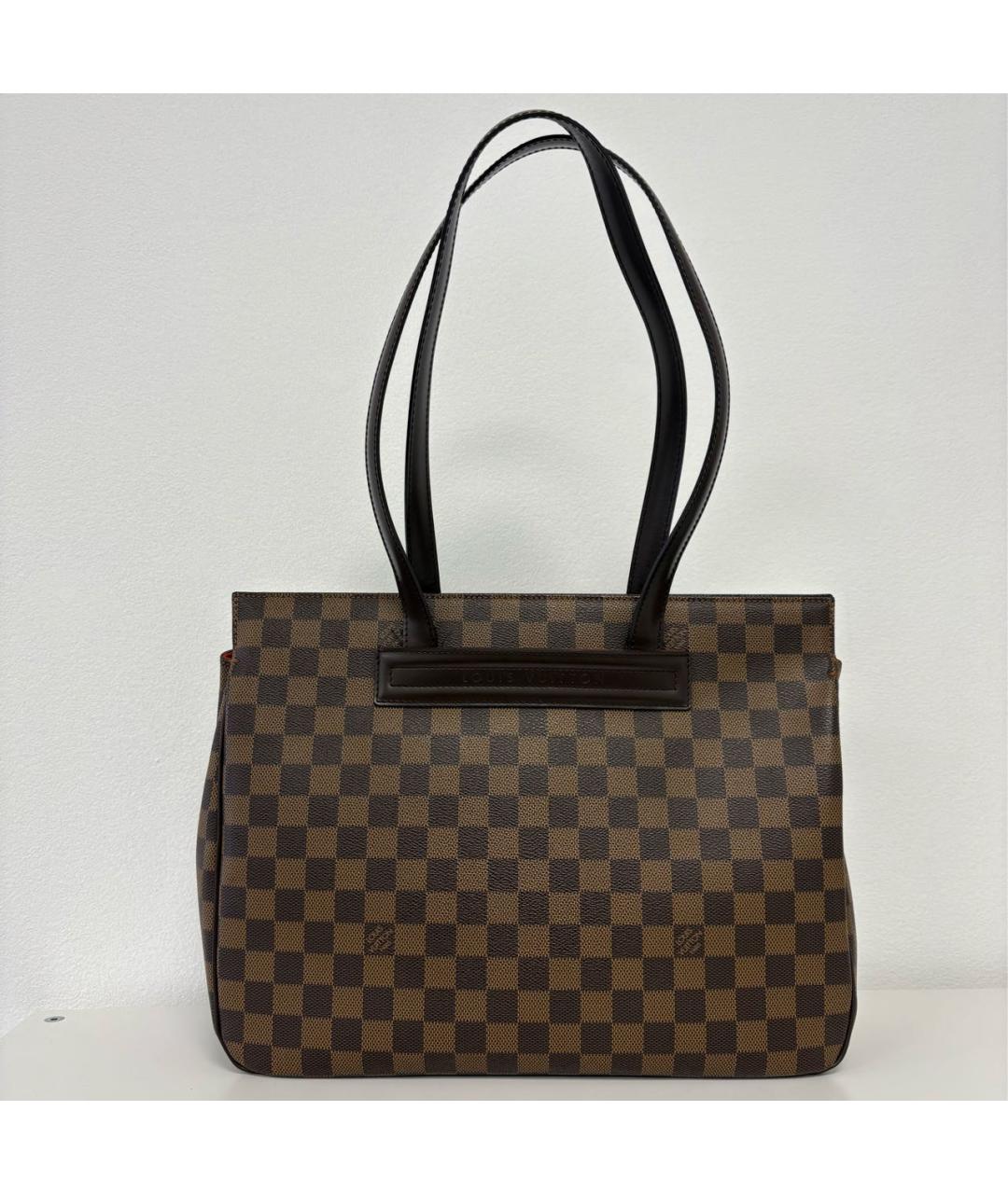 LOUIS VUITTON Коричневая кожаная сумка тоут, фото 4