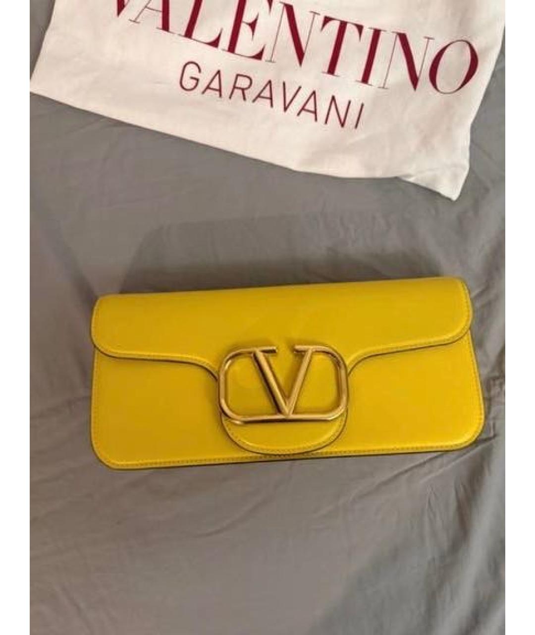 VALENTINO Желтая кожаная сумка через плечо, фото 4