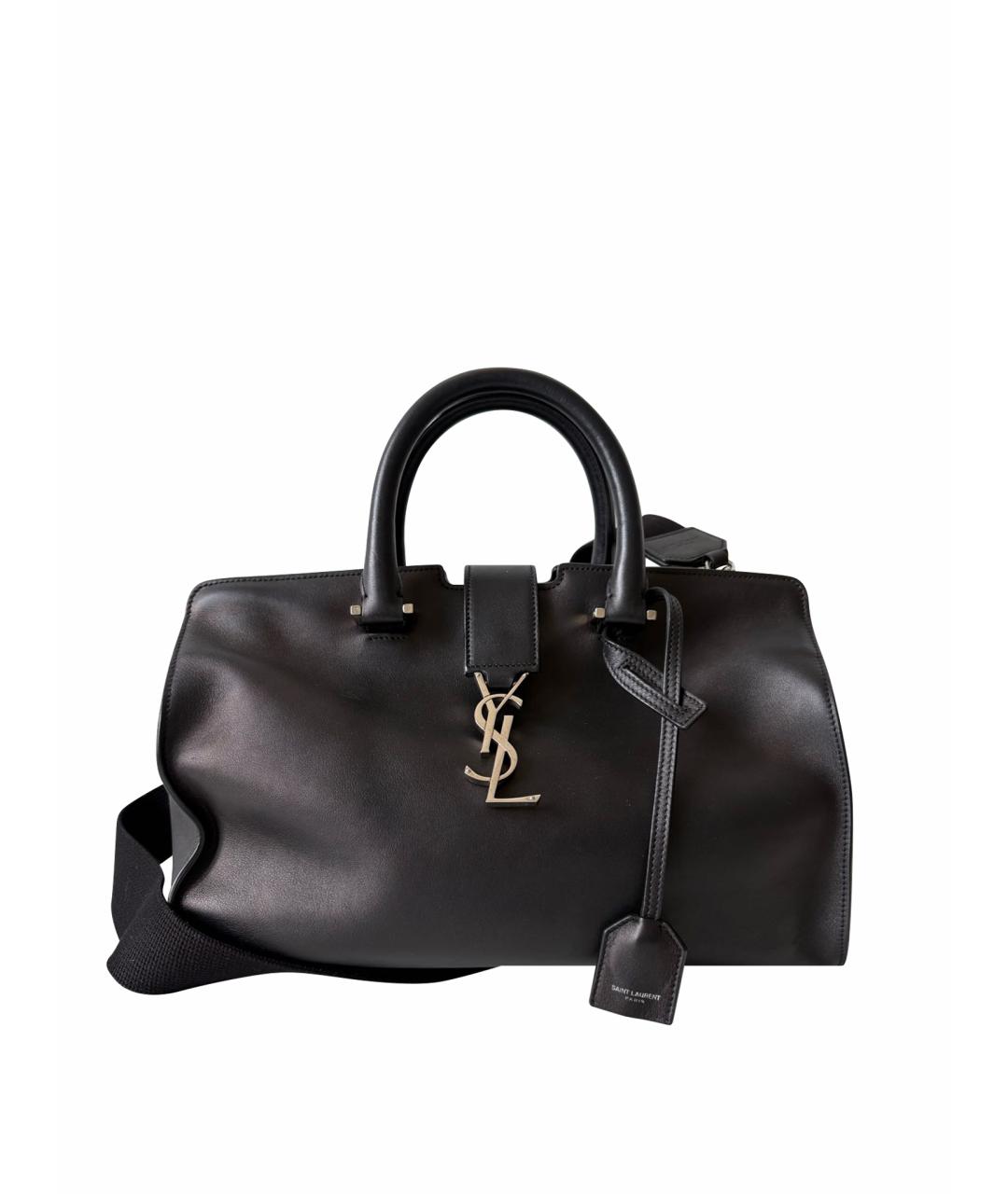 SAINT LAURENT Черная кожаная сумка тоут, фото 1