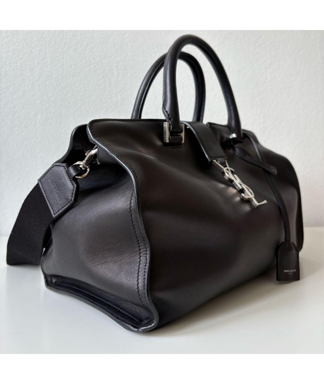 SAINT LAURENT Черная кожаная сумка тоут, фото 2