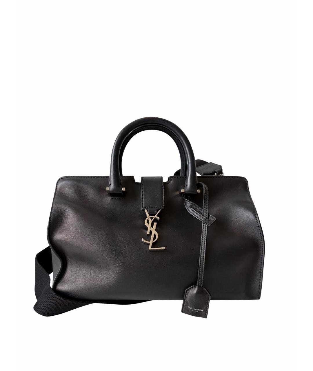 SAINT LAURENT Черная кожаная сумка тоут, фото 7
