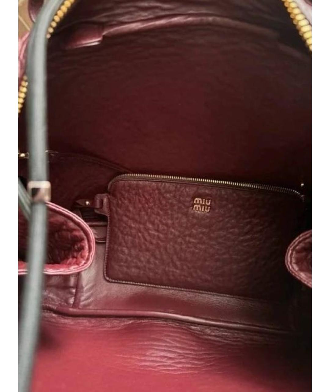 MIU MIU Бордовая кожаная сумка через плечо, фото 5