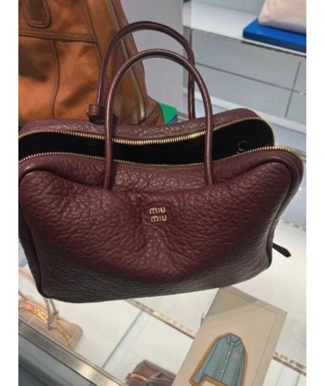MIU MIU Бордовая кожаная сумка через плечо, фото 3