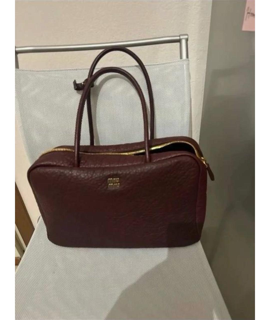 MIU MIU Бордовая кожаная сумка через плечо, фото 2
