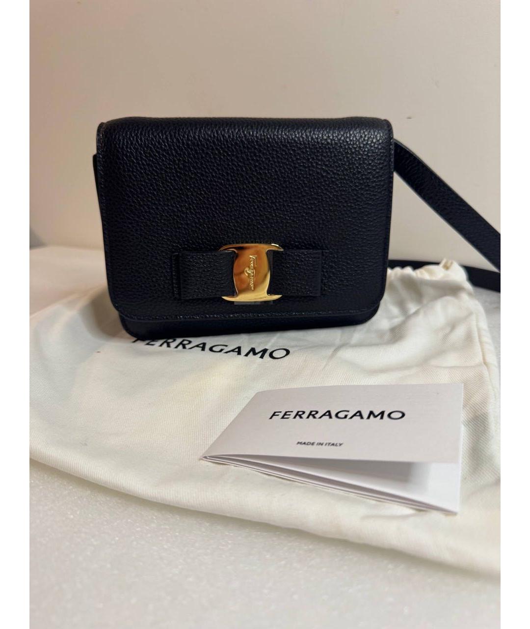 FERRAGAMO Черная кожаная сумка через плечо, фото 5