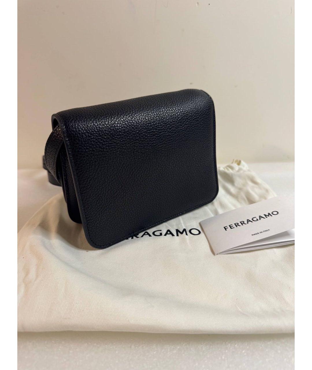 FERRAGAMO Черная кожаная сумка через плечо, фото 3