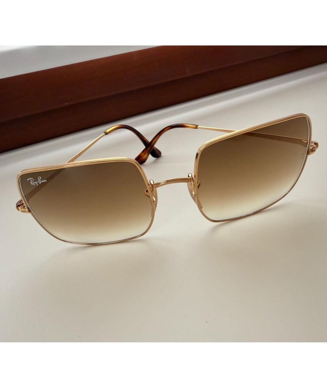 RAY BAN Золотые солнцезащитные очки, фото 4