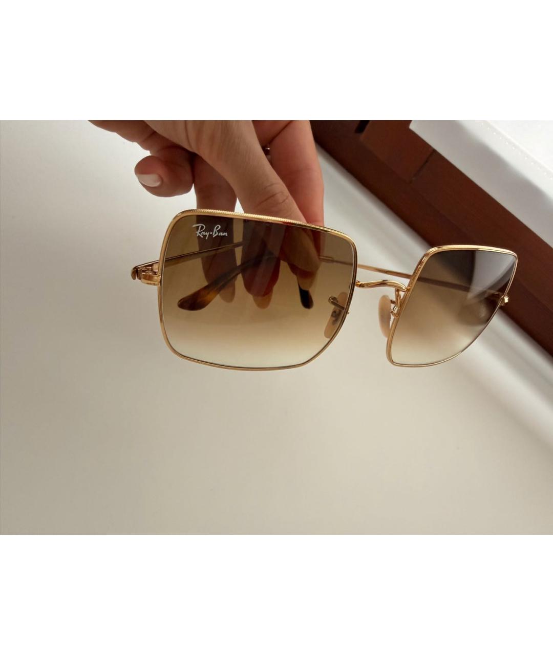 RAY BAN Золотые солнцезащитные очки, фото 2