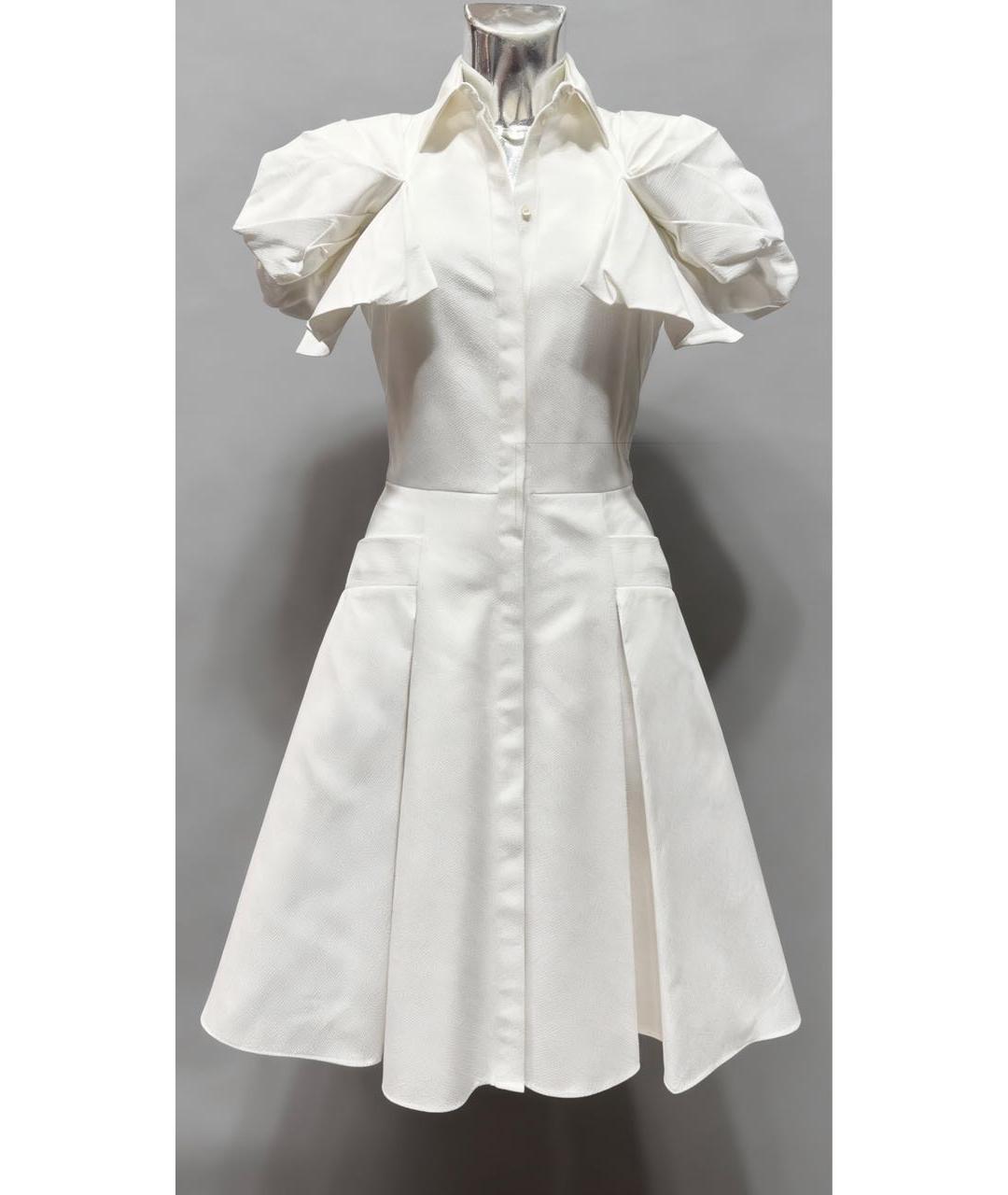 ALEXANDER MCQUEEN Белое хлопковое коктейльное платье, фото 9