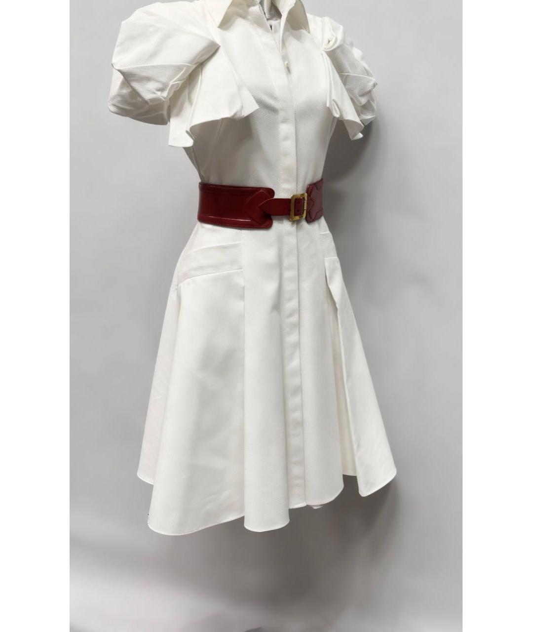ALEXANDER MCQUEEN Белое хлопковое коктейльное платье, фото 4