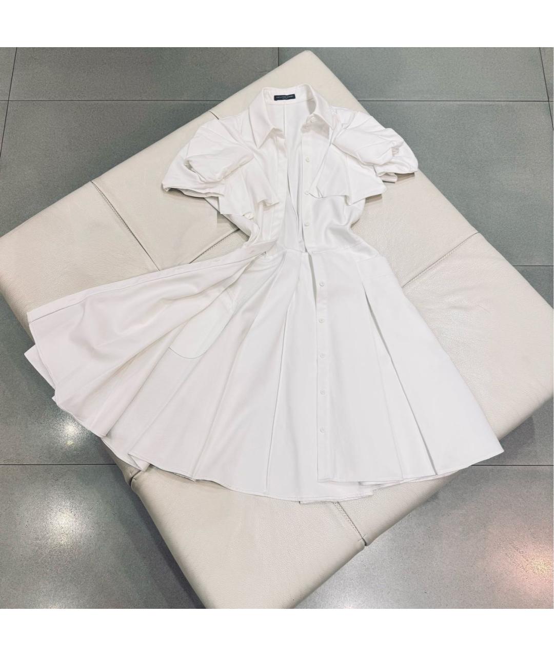 ALEXANDER MCQUEEN Белое хлопковое коктейльное платье, фото 8