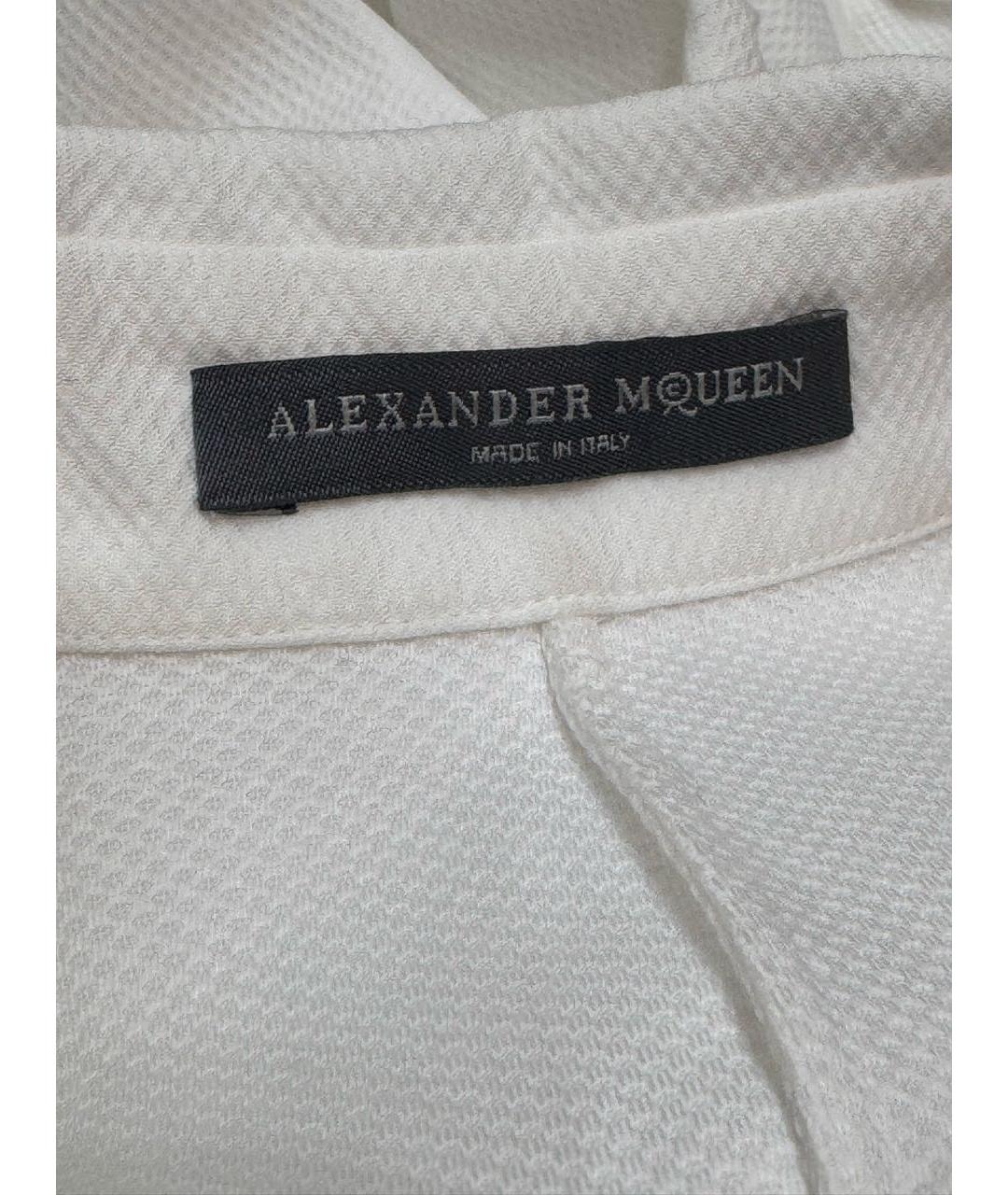 ALEXANDER MCQUEEN Белое хлопковое коктейльное платье, фото 5