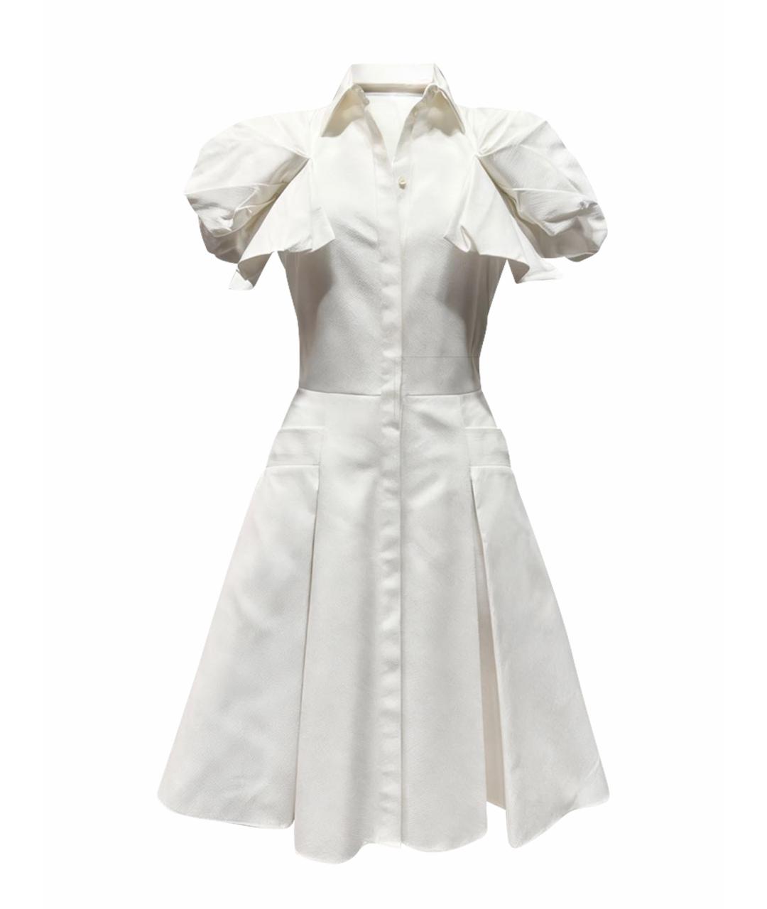 ALEXANDER MCQUEEN Белое хлопковое коктейльное платье, фото 1