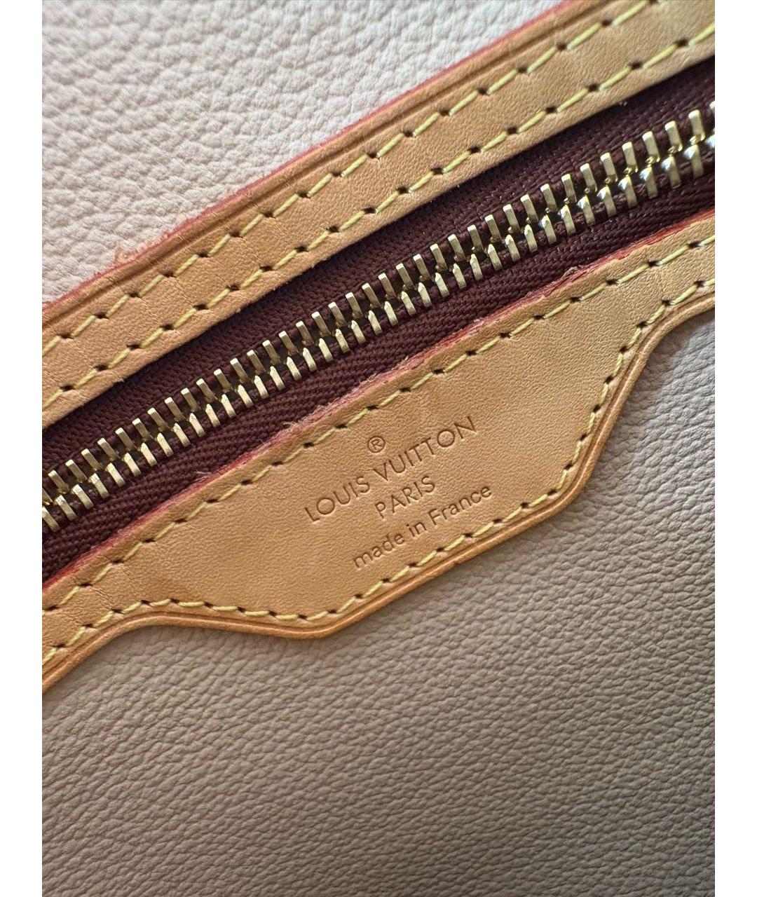LOUIS VUITTON Коричневая кожаная сумка тоут, фото 7