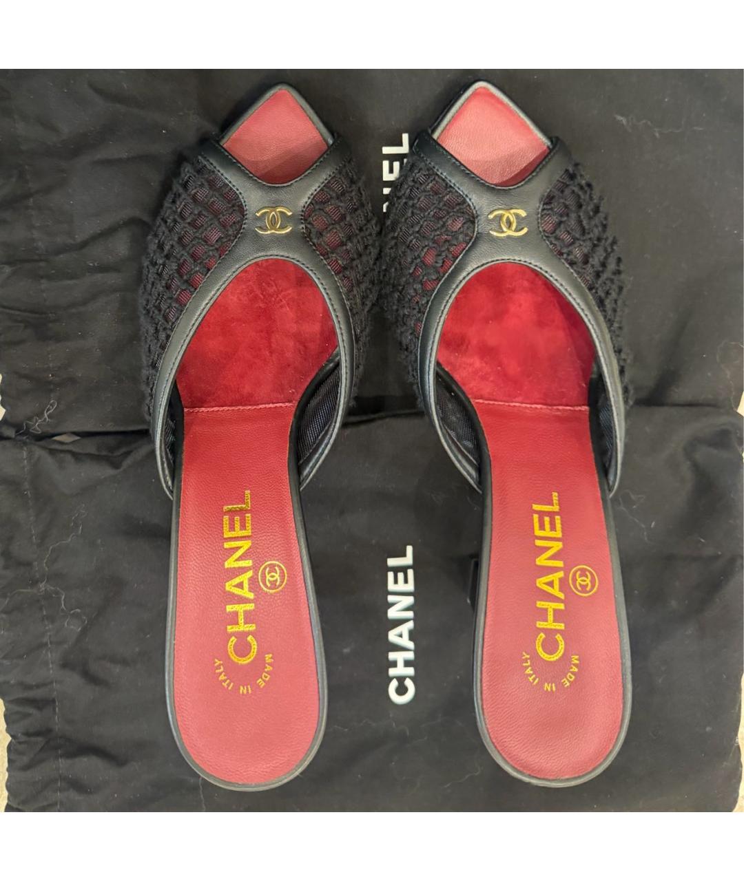 CHANEL Черные текстильные мюли, фото 2