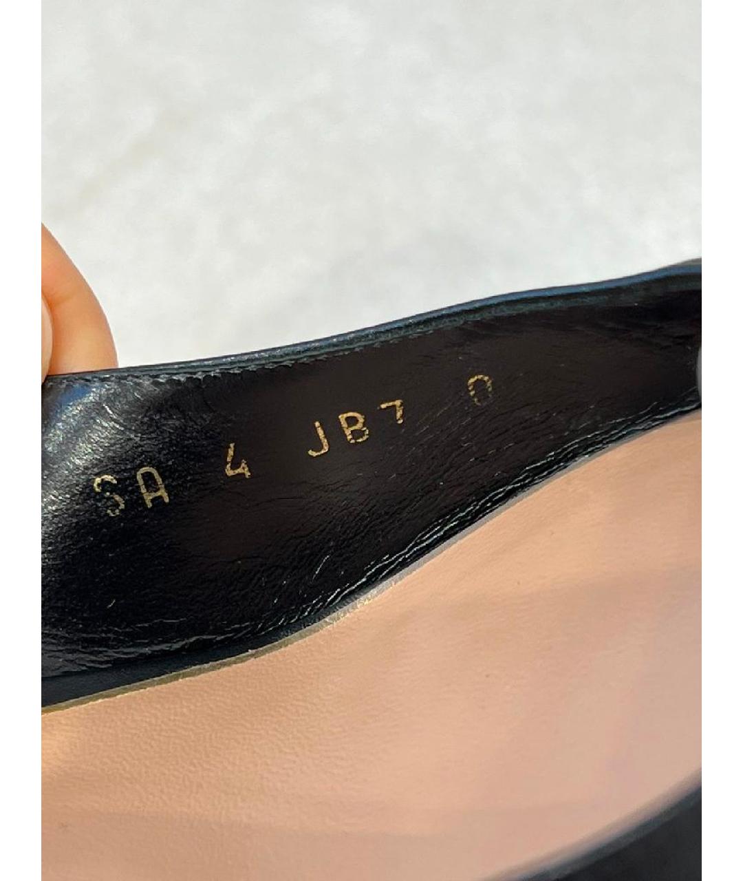 VALENTINO Черные кожаные лодочки на низком каблуке, фото 8