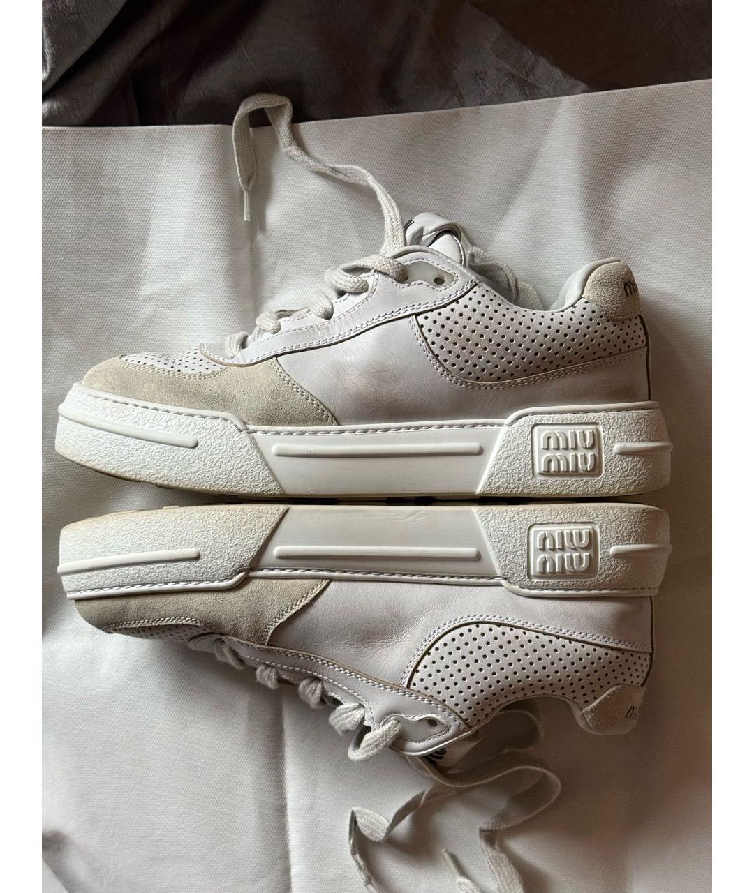 MIU MIU Белые кожаные кеды, фото 8