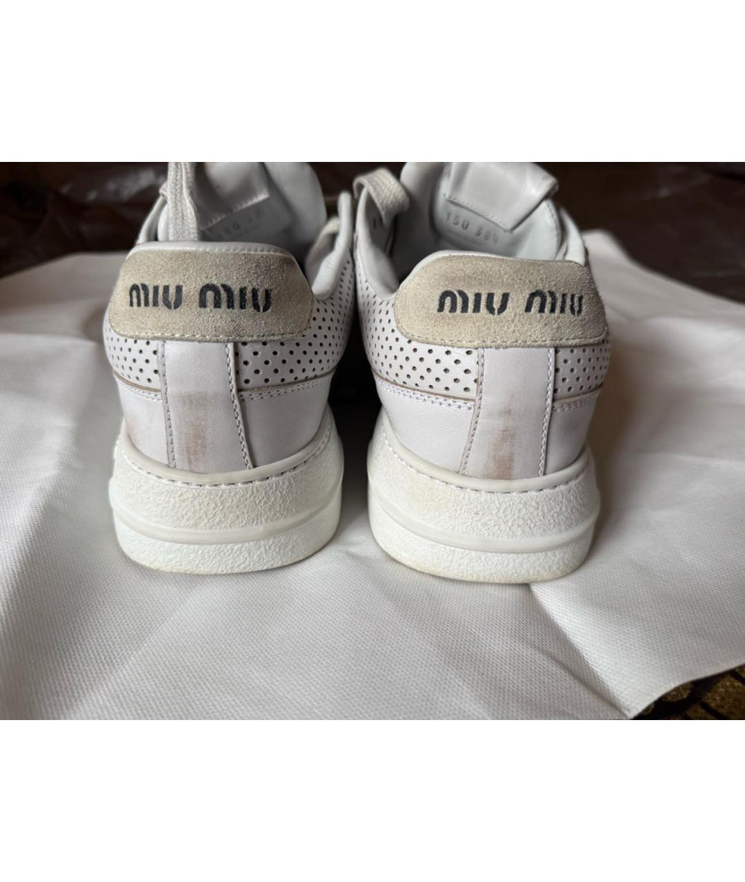 MIU MIU Белые кожаные кеды, фото 5