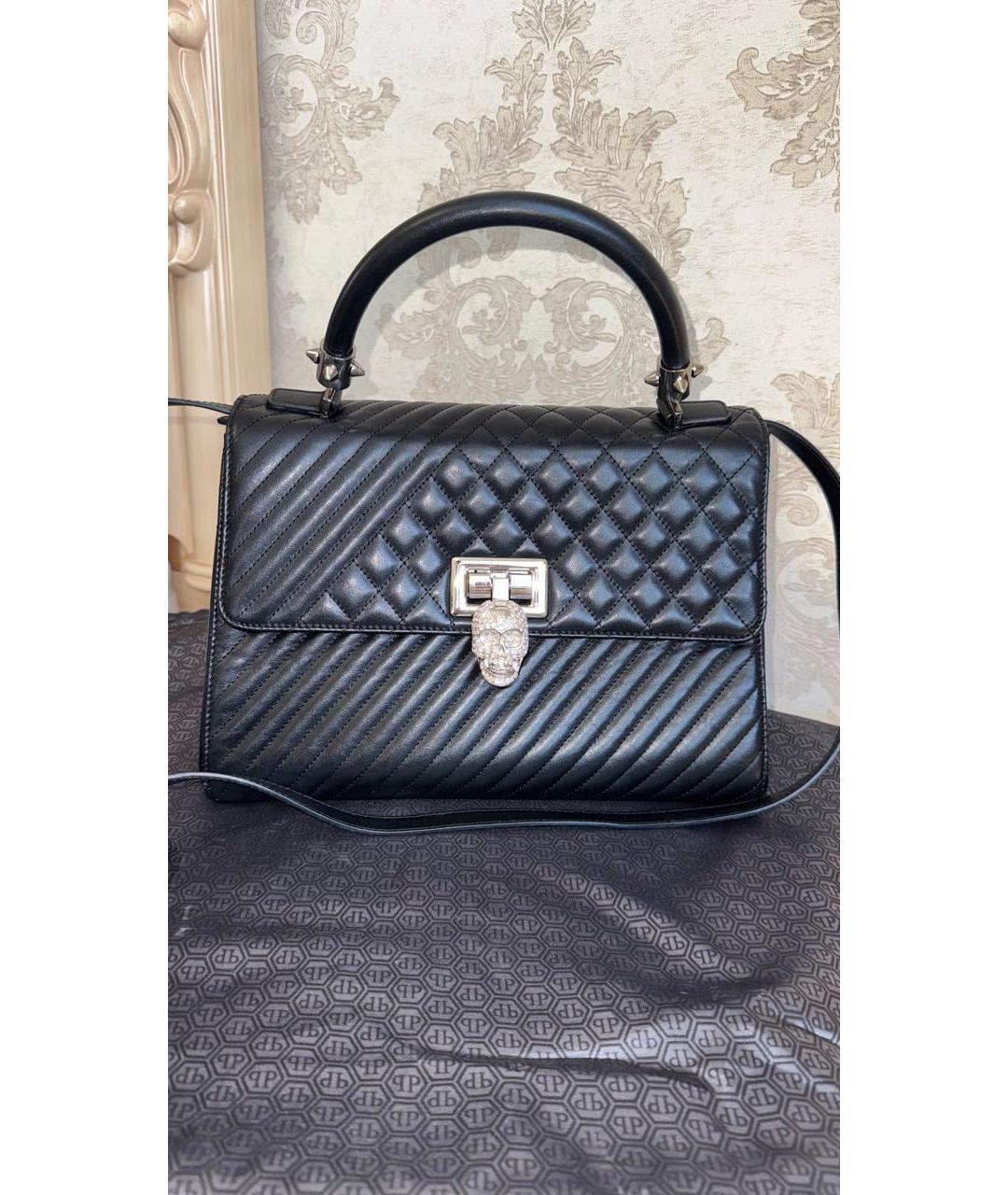 PHILIPP PLEIN Черная кожаная сумка с короткими ручками, фото 9