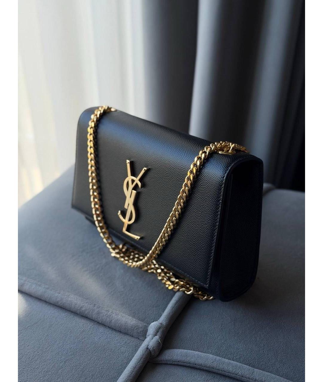 SAINT LAURENT Черная кожаная сумка через плечо, фото 2