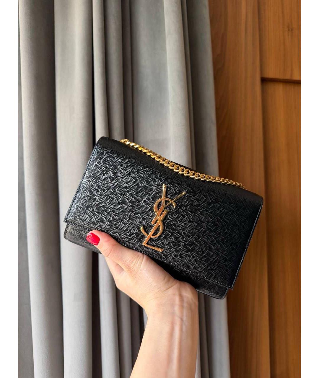 SAINT LAURENT Черная кожаная сумка через плечо, фото 5
