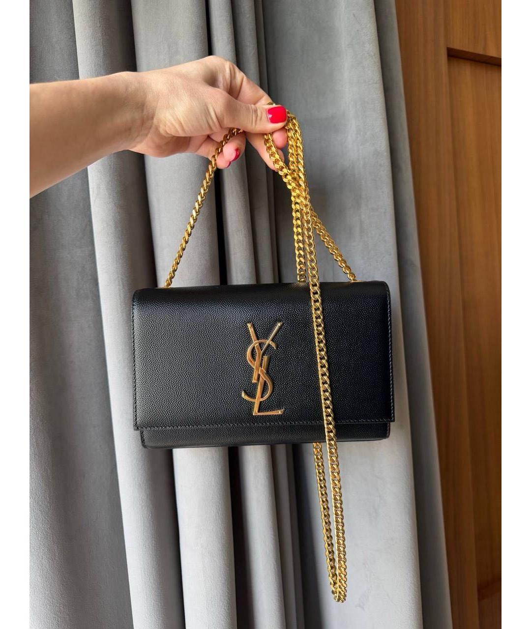 SAINT LAURENT Черная кожаная сумка через плечо, фото 3