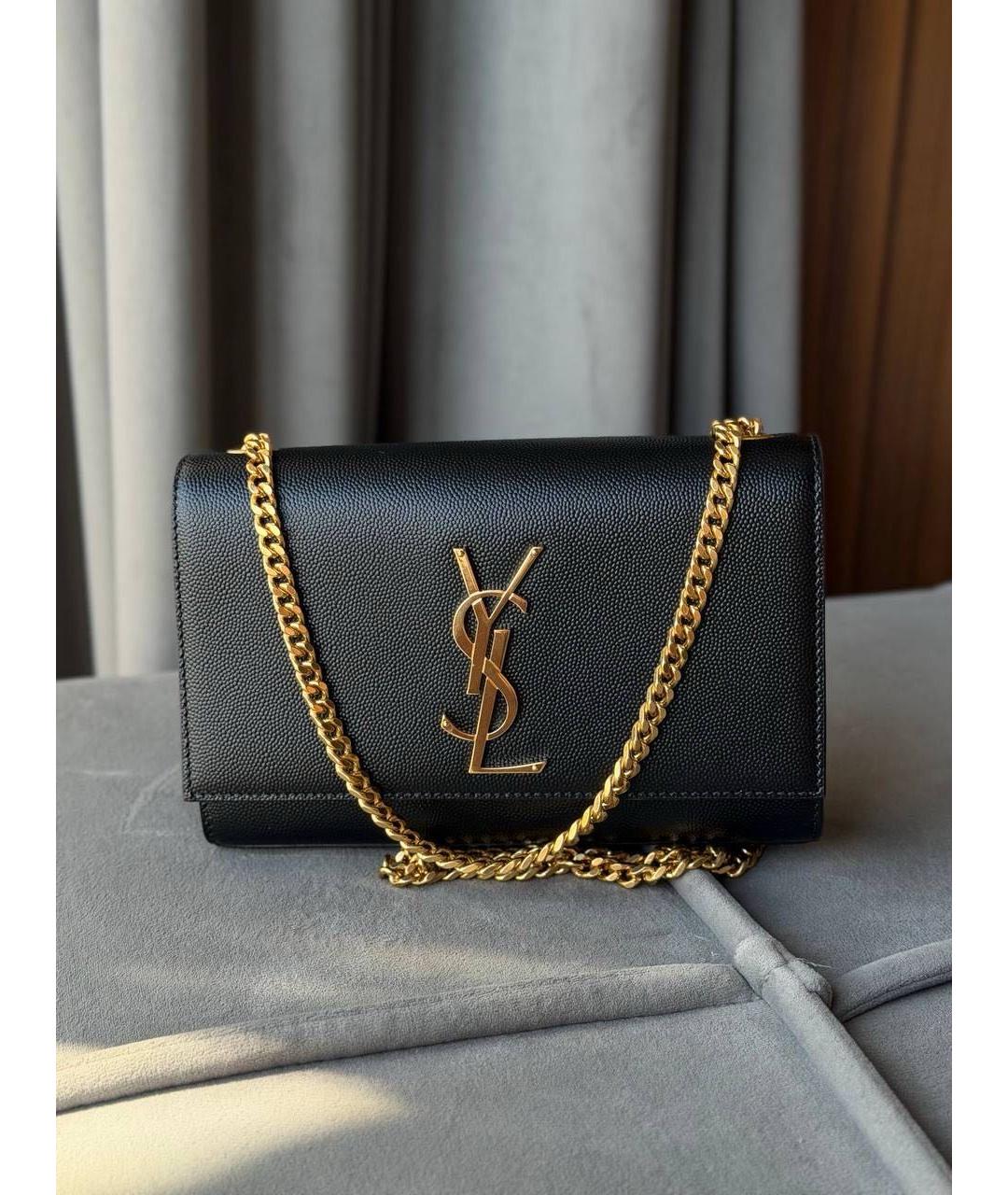 SAINT LAURENT Черная кожаная сумка через плечо, фото 8