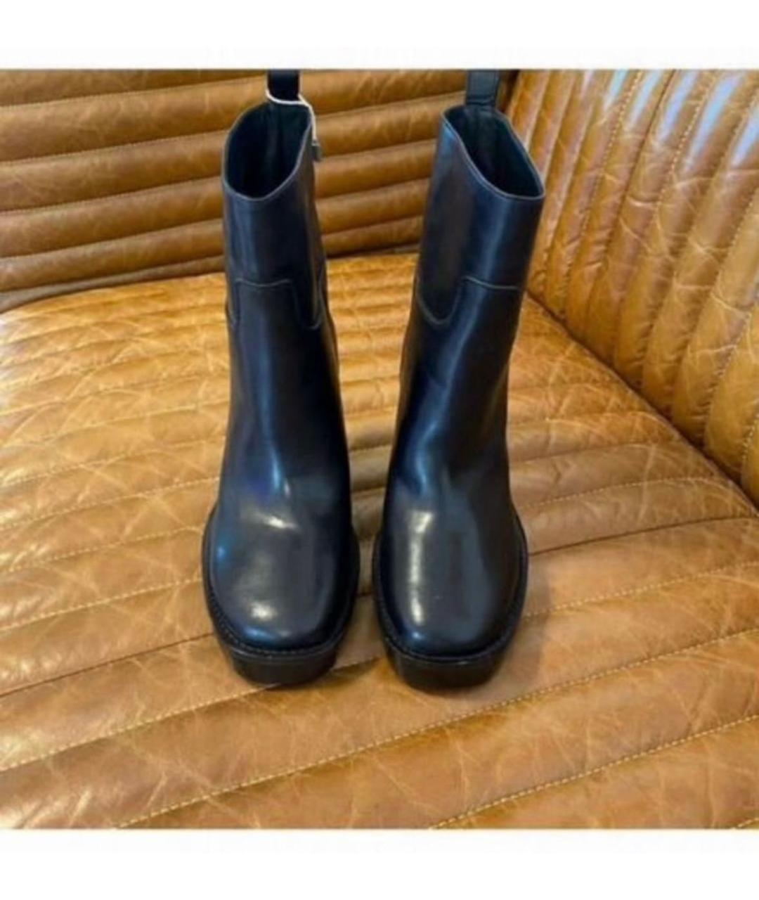 ANN DEMEULEMEESTER Черные кожаные полусапоги, фото 2