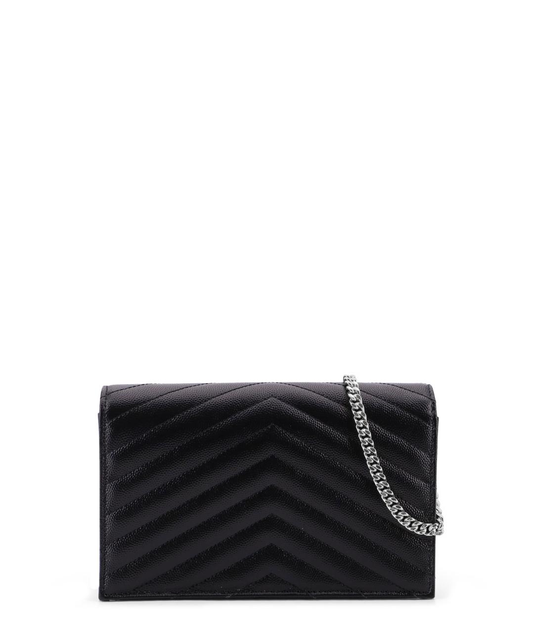 SAINT LAURENT Черная кожаная сумка через плечо, фото 2